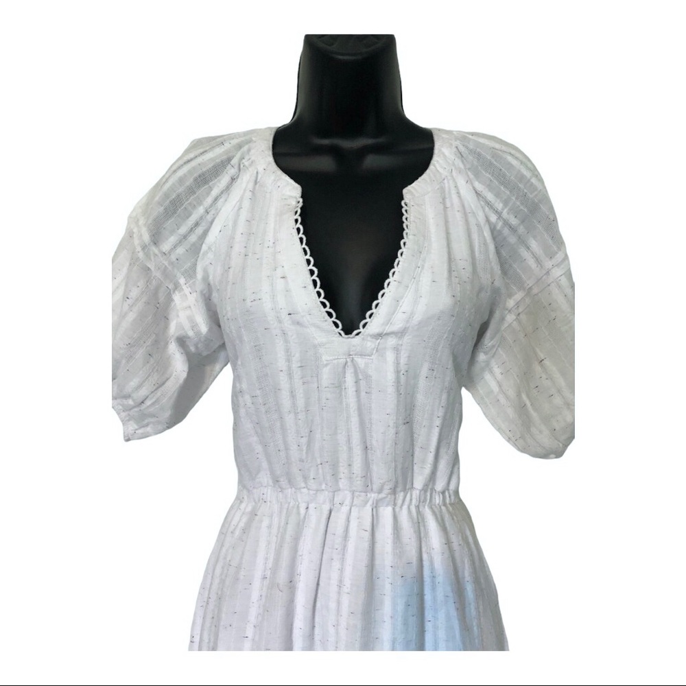 Betsey Johnson spectator white prairie cotton tiered speckled midi dress size XS